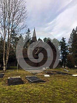 St.Anne`s Anglican old log Church Parksville, BC photo