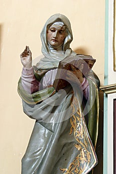 St Anne, statue on the altar of Our Lady of Sorrows in the church of Holy Trinity in Barilovicki Cerovac, Croatia