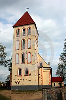St. Antoni Padewski parish church in Banie Mazurskie village, Goldap powiat, Warmian-Masurian Voivodeship in Poland