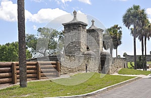 St Augustine FL,August 8th:Castillo de San Marcos entrance from St Augustine in Florida