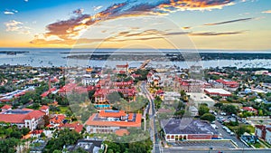 St Augustine, Florida, USA Downtown Drone Skyline Aerial