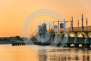 St. Augustine, Florida, FL Bridge of Lions at Sunrise photo