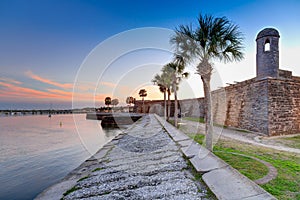 St Augustine fort at sunset in March photo