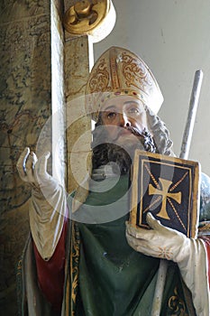 St Augustine statue on the high altar at the Holy Spirit Chapel in Vrtace, Croatia