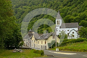 Overview of the natural landscape of Cette-Eygun, a small town on the north side of the French Pyrenees.