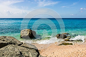 St. Barths Island, Caribbean. The famous Shell Beach, in Saint Bartâ€™s Caribbean