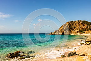 St. Barths Island, Caribbean. The famous Shell Beach, in Saint Bartâ€™s Caribbean