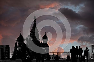 Silhouette of St Basil Cathedral  moscow russia