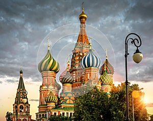 St Basil`s Cathedra at sunset, Moscow, Russia