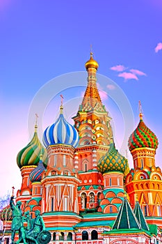 St. Basil's cathedral in Moscow at dusk.