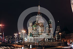 St. Basil's Cathedral in Moscow, Red Square. Shooting at night with a tripod.