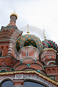 St. Basil`s Cathedral in Moscow Russia, vertical close-up photography