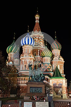 St. Basils Cathedral in Moscow at night photo