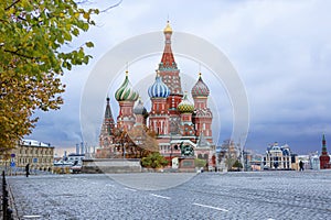 St. Basil`s Cathedral on red Square in Moscow.