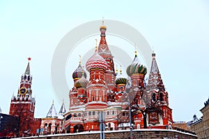 St. Basil`s Cathedral on Red Square in Moscow.