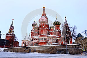 St. Basil`s Cathedral on Red Square in Moscow.