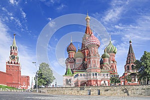 St. Basil`s Cathedral on Red Square in Moscow, Russia