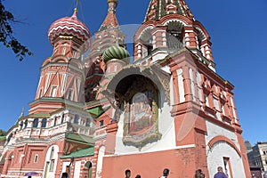 St. Basil`s cathedral on Red Square in Moscow, Russia