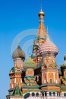 St. Basil`s Cathedral on red square in Moscow, Russia