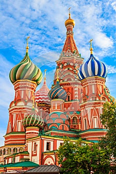 St. Basil`s Cathedral on Red Square in Moscow, Russia