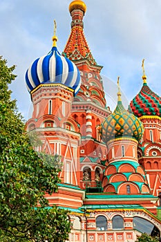 St. Basil`s Cathedral on Red Square in Moscow, Russia