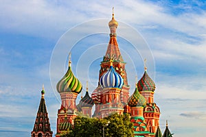 St. Basil`s Cathedral on Red Square in Moscow, Russia