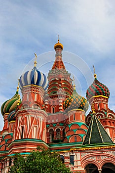 St. Basil`s Cathedral on Red Square in Moscow, Russia