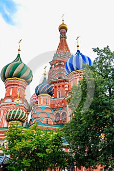 St. Basil`s Cathedral on Red Square in Moscow, Russia