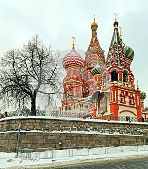 St. Basil`s Cathedral and Red Square in Moscow, Russia