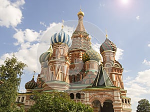 St. Basil`s Cathedral on Red Square in Moscow, Russia