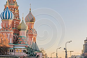 St Basils cathedral on Red Square in Moscow and view of the city