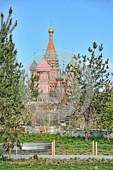 St. Basilâ€™s Cathedral Framed by Trees in Spring