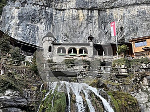 St. Beatus Waterfall or Waterfalls and cascades under the St. Beatus cave (Wasserfall bei den St. Beatus Hoehlen)