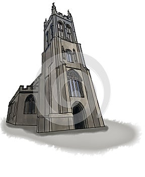 St. Benedicts Church Glastonbury digital illustration