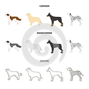 St. Bernard, retriever,doberman, labrador. Dog breeds set collection icons in cartoon,outline,monochrome style vector