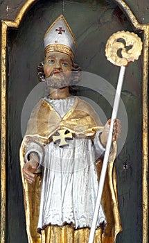 St. Blaise, statue on the high altar at St. Peter`s Church in Sveti Petar Mreznicki, Croatia