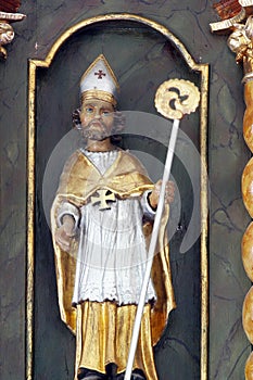 St. Blaise, statue on the high altar at St. Peter`s Church in Sveti Petar Mreznicki, Croatia