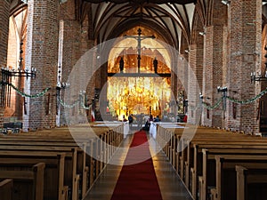 St. Bridget`s Church of GdaÅ„sk with amber alter