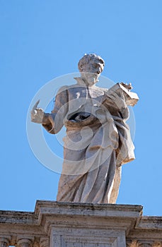 St. Cajetan Thiene, fragment of colonnade of St. Peters Basilica. Papal Basilica of St. Peter in Vatican, Rome.