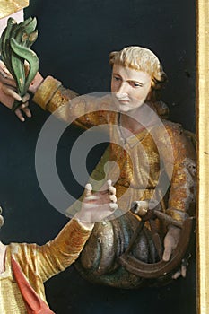 St Catherine of Alexandria statue on the altar Fourteen holy helpers in Church of Our Lady of Jerusalem at Trski Vrh in Krapina