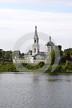 St. Catherine\'s convent. Russia, the city Tver. View of the monastery from the Volga river. Summer day.