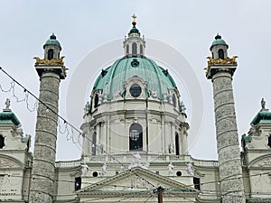 St. Charles Church or Karlskirche in Vienna, Austria.