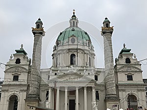 St. Charles Church or Karlskirche in Vienna, Austria.