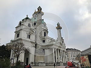 St. Charles Church or Karlskirche in Vienna, Austria.