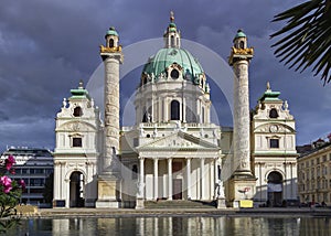 St. Charles`s Church, Karlskirche, in Vienna, Austria