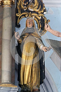 St Clare of Assisi, statue on the altar of Saint Anthony of Padua in the church of St Catherine of Alexandria in Krapina, Croatia