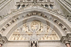 St Colman`s Cathedral, Cobh - Carvings at entrance gate - Irish religious tour - Ireland travel