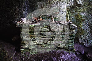 St Columba's Cave Detail - Altar With Tributes Laid On It