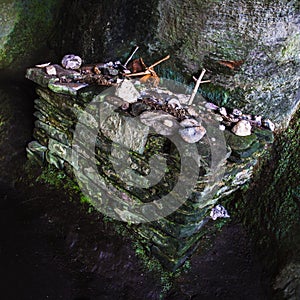 St Columba's Cave Interior Detail - Altar & Tributes