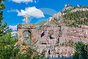 St. Daniels Belltower in front of the Mountains Outside of Ouray